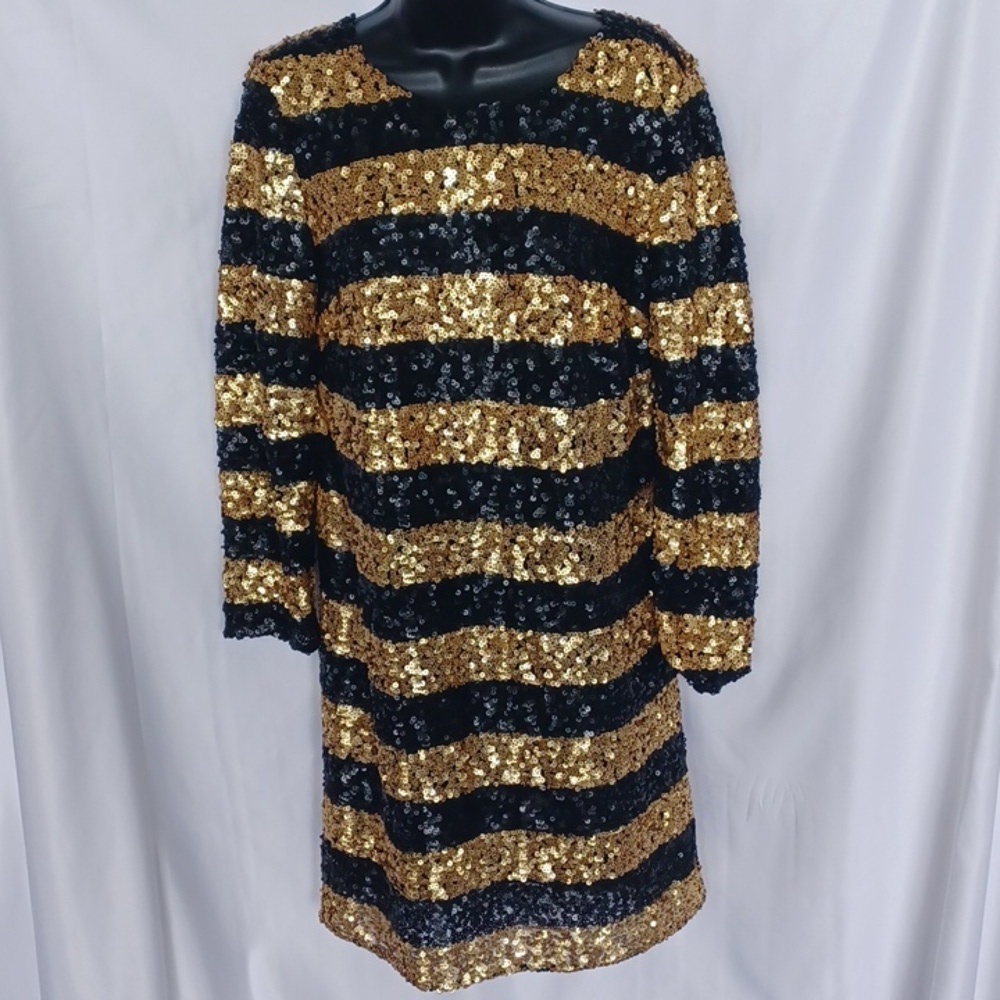 Striped GAP Sequin Embellished Long Sleeve Shift Dress (NWT)